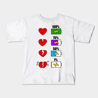 From Broken Heart to 100% in LOVE Heart Valentines Battery Tshirts Kids T-Shirt